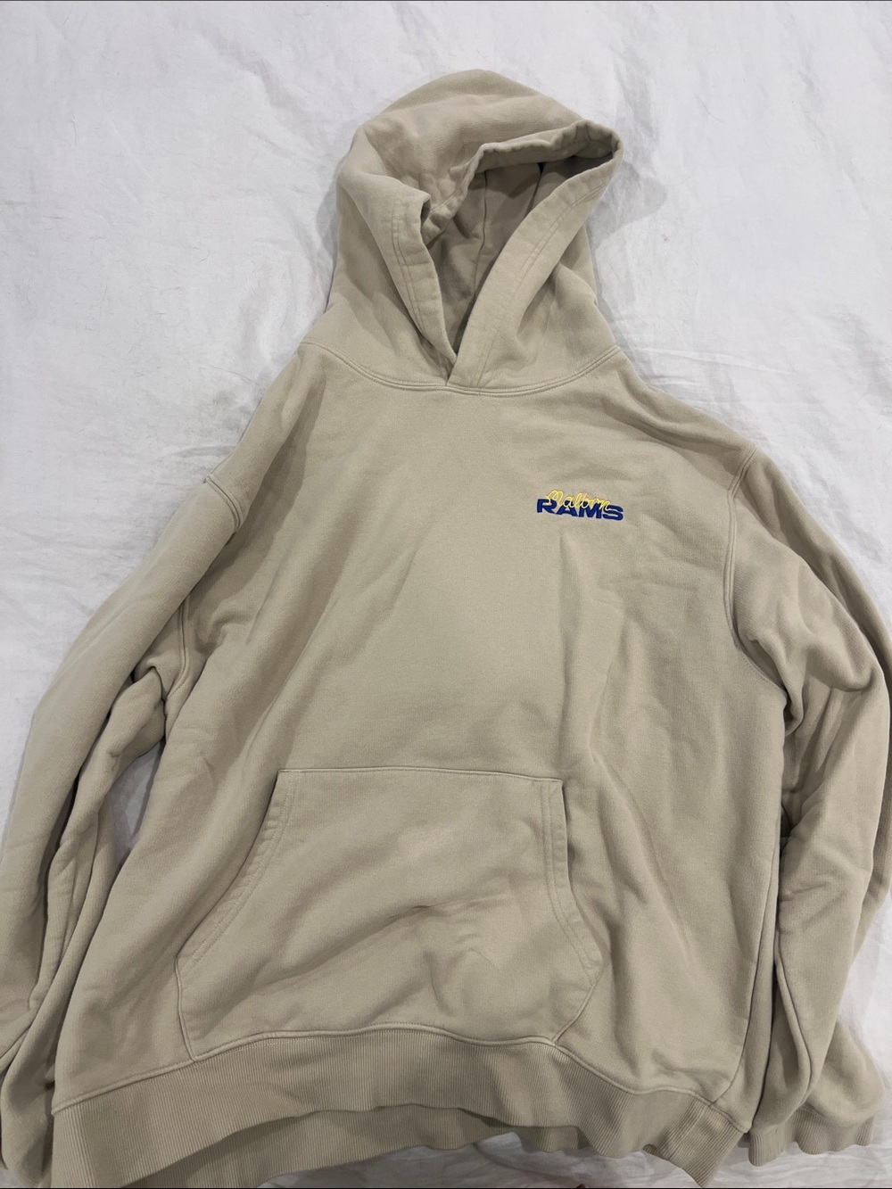 Malbon Golf Los Angeles Rams Logo Beige Hooded Sweatshirt
